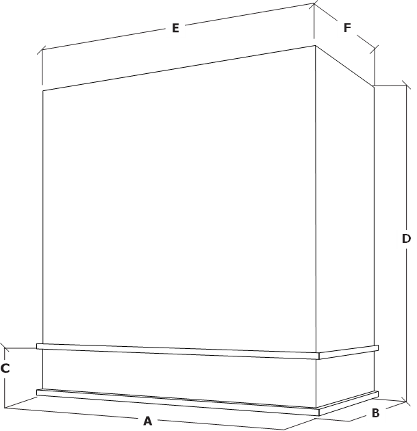 Measurements for angled-trimless-wood-range-hood